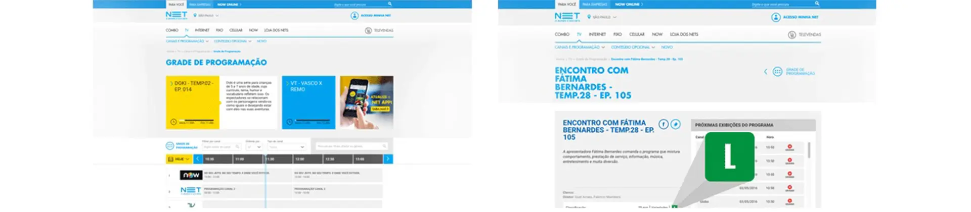 Imagem do site exibindo a opção de Classificação Indicativa.
