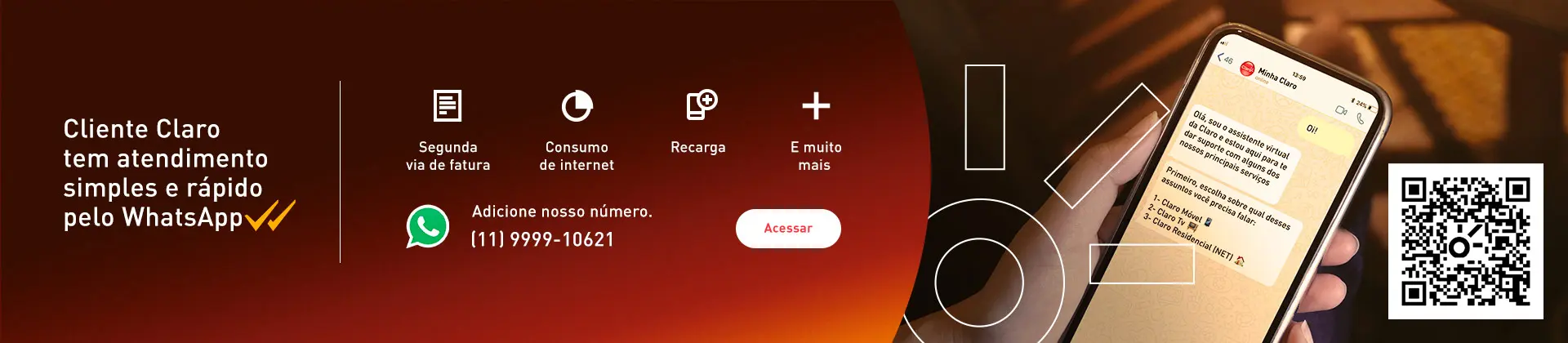 Cliente Claro tem atendimento pelo WhatsApp