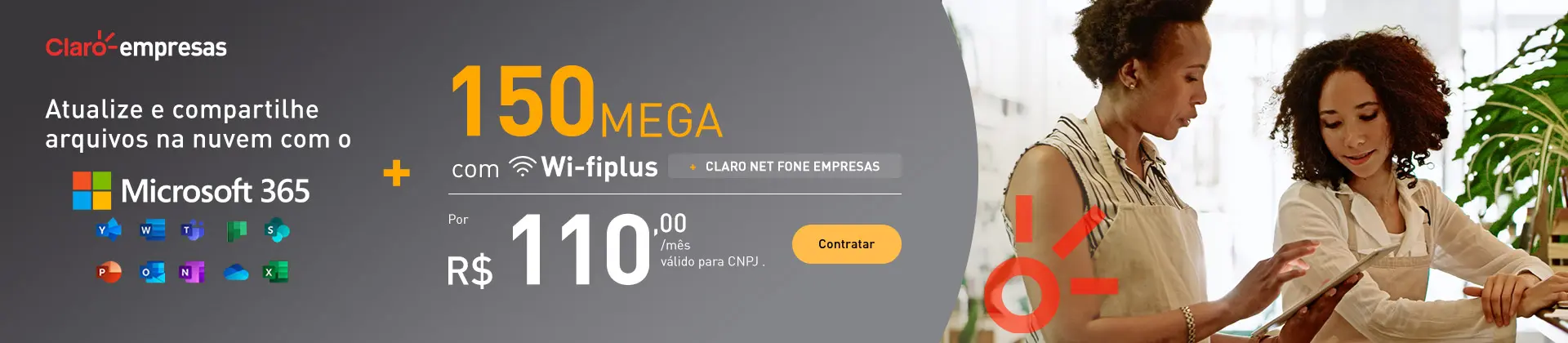 Clique aqui para contratar microsft 365+150mega por R$110,00 por mês no CNPJ.