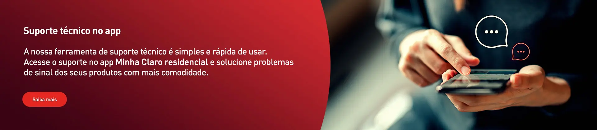 Suporte técnico no app da minha claro.