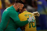 		 Imagem de jogadores da seleção brasileira de futebol.