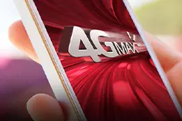 Imagem de um celular com o 4Gmax na tela do celular.