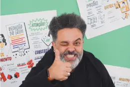 Um homem piscando para a foto.