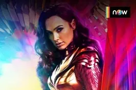 imagem do filme da mulher maravilha e logotipo do NOW.