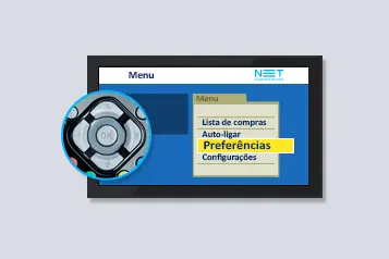 Imagem do menu da TV destacando a opção "Preferências".