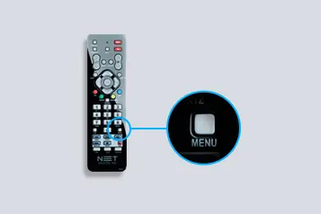 Imagem de um controle remoto destacando o botão "menu".