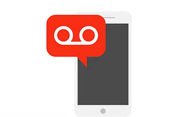 Ilustração de um celular branco com o símbolo de recado em destaque.
