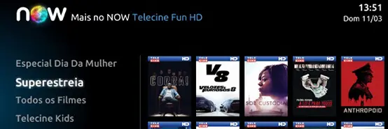 Imagem da TV exibindo como é feita a busca no NOW - Passo 2