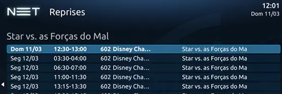 Imagem da tv indicando como fazer busca por reprises - passo 2