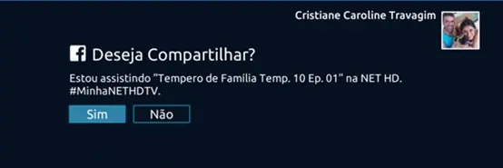 Imagem da opção Redes Sociais na TV - Passo 4 para compartilhamento