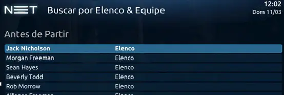 Imagem da Opção Busca por elenco - passo 2