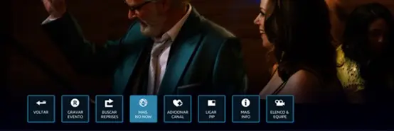 Imagem da TV exibindo como é feita a busca no NOW