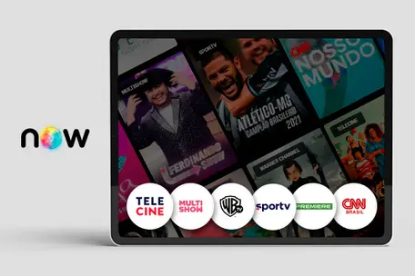 Imagem com diversos logos de canais disponiveis ao vivo no NOW